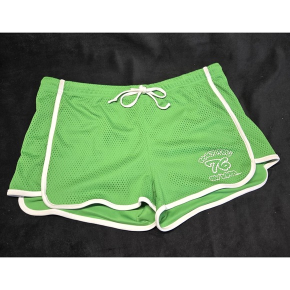 Energie Pants - Y2K Neon Green Mesh Athletic Shorts Size L Unisex Retro Gym Drawstring Vintage